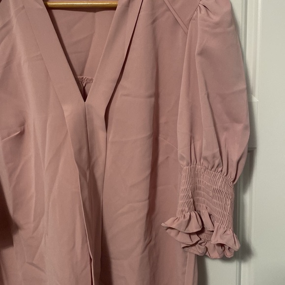 PURPLE Womens Fashion Tops V Neck Blouses Dressy Casual 3/4 length sleeve - Picture 2 of 2